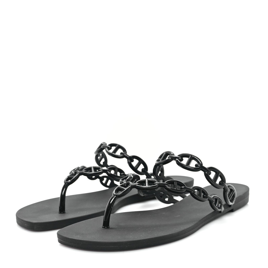 Hermes Rubber Chaine d'Ancre Rivage Sandals 38 Black Image 4