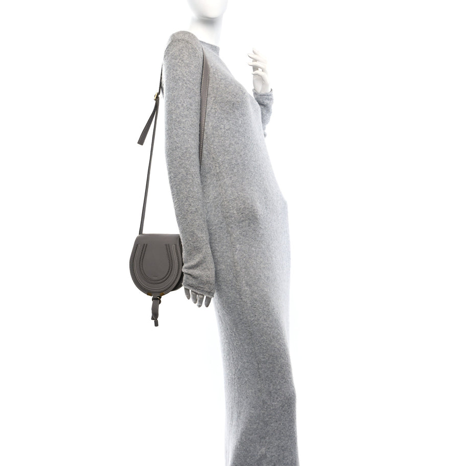 Chloe Calfskin Mini Marcie Round Crossbody Bag Cashmere Grey Image 2