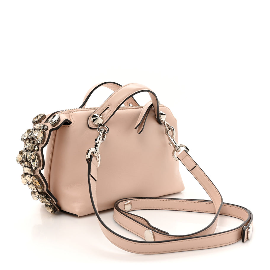 Fendi Shiny Nappa Crystal Croc Tail Mini By The Way Boston Bag Soap Smoky Quartz Image 3