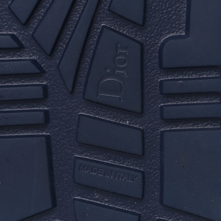 Christian Dior Shearling Canvas Lurex Embroidered Dway 10mm Slide Sandals 41 Navy Natural Image 7