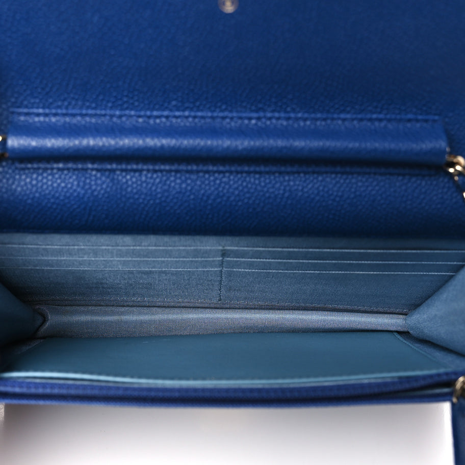 Chanel Grained Calfskin Quilted Cuba Wallet On Chain WOC Blue Image 5