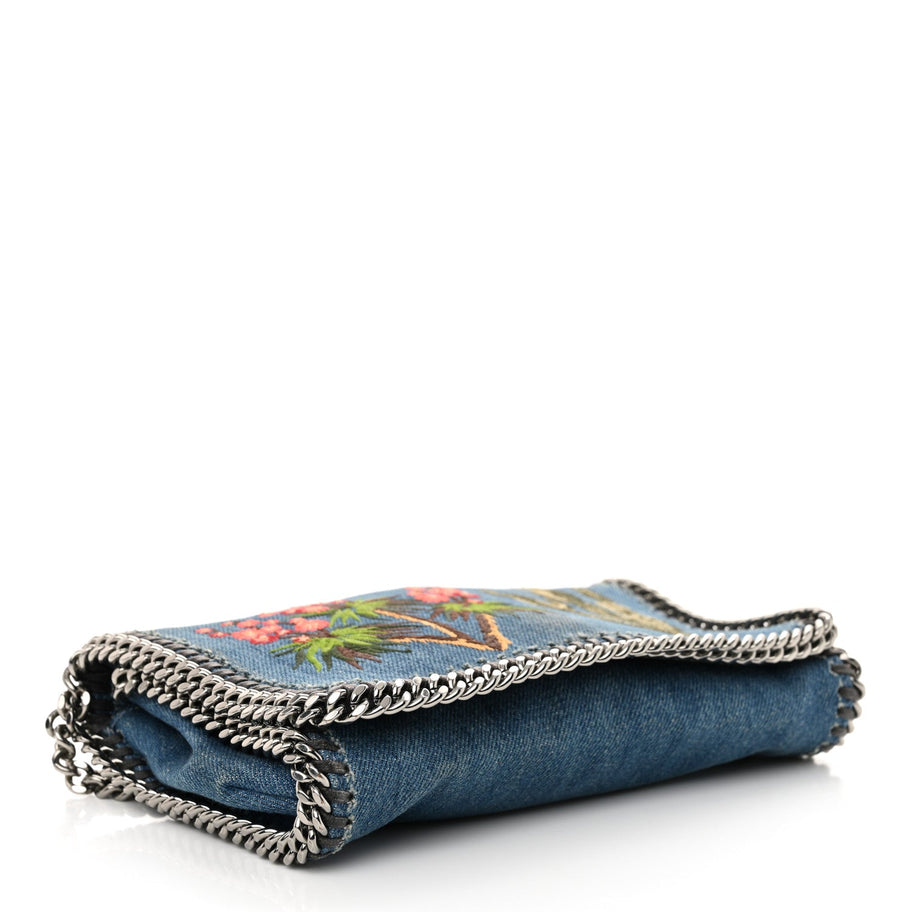 Stella McCartney Eco Denim Embroidered Falabella Crossbody Cerulean Image 4
