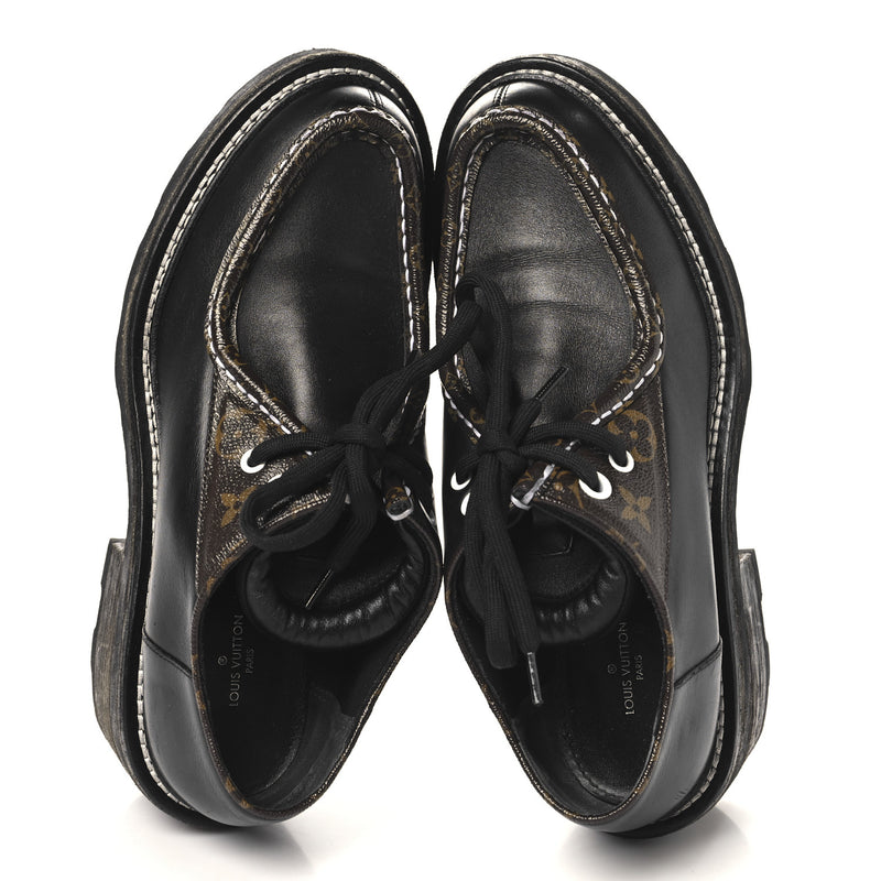 Louis Vuitton Monogram Calfskin Beaubourg Platform Derby Shoes Brown