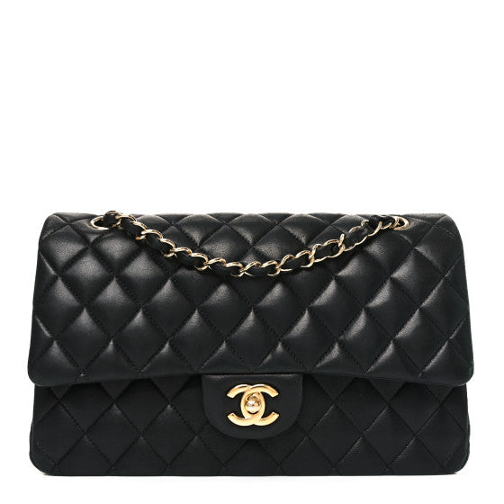  Chanel Lambskin Quilted Medium Double Flap Black