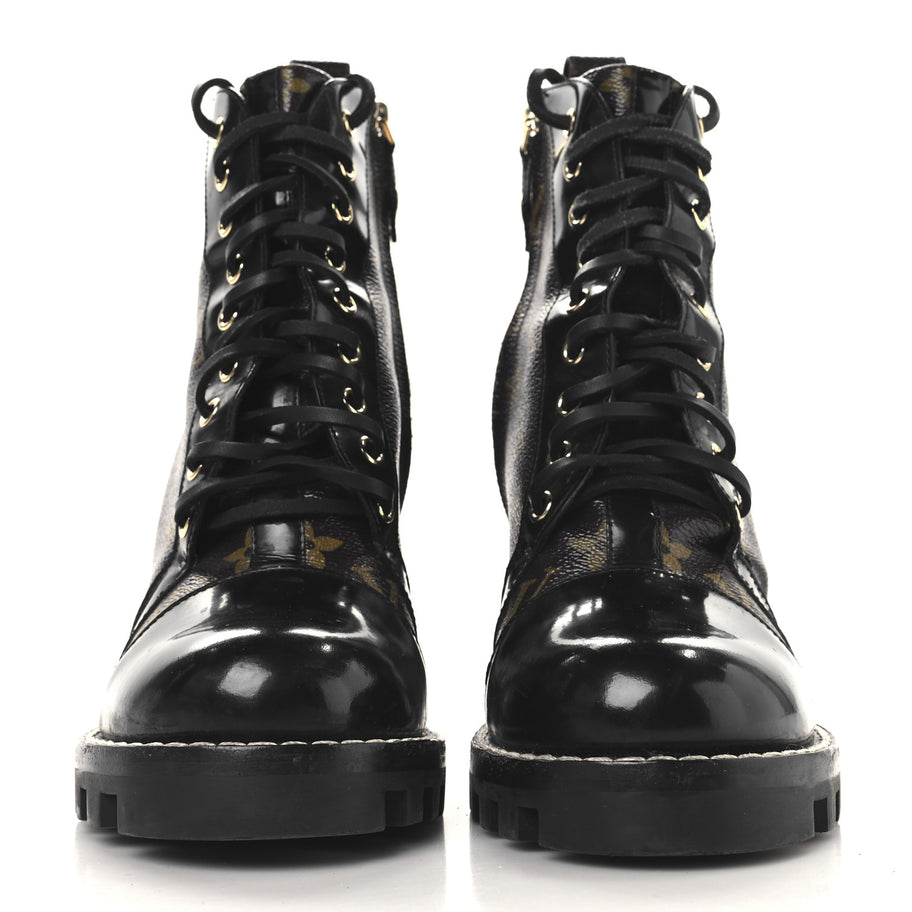 Louis Vuitton Patent Calfskin Monogram Star Trail Ankle Boots Black Image 3